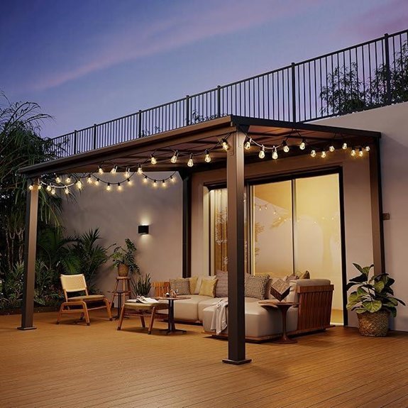 10x12FT Aluminum Hardtop Pergola with Wall Mount