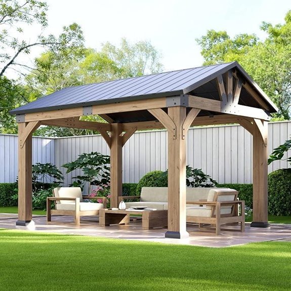 5 Best Gazebos for Heavy Snow in 2026 (Built Strong) 1 10x12 ft Cedar Wood Gazebo with Galvanized Steel Roof