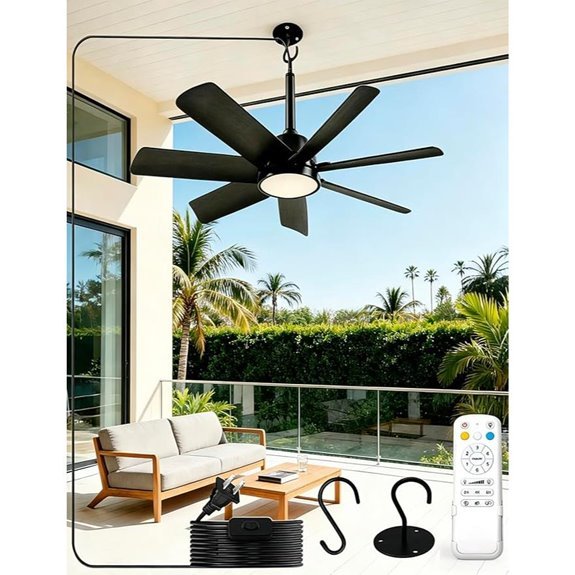 28 Inch Plug-In Outdoor Ceiling Fan with Lights and Remote