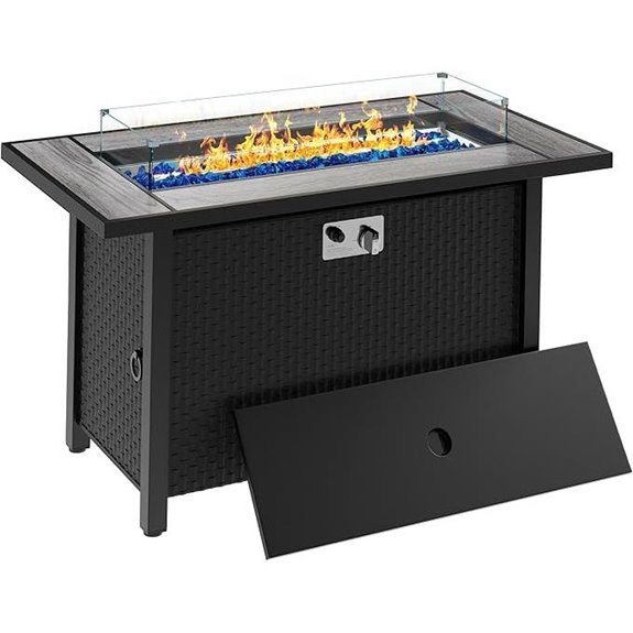 10 Best Fire Pits for Decks in 2026 6 45in Propane Fire Pit Table with Glass Wind Guard Gray