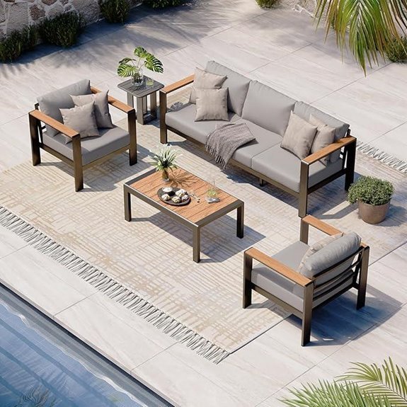 4-Piece Aluminum Outdoor Patio Furniture Set with Cushions Gray