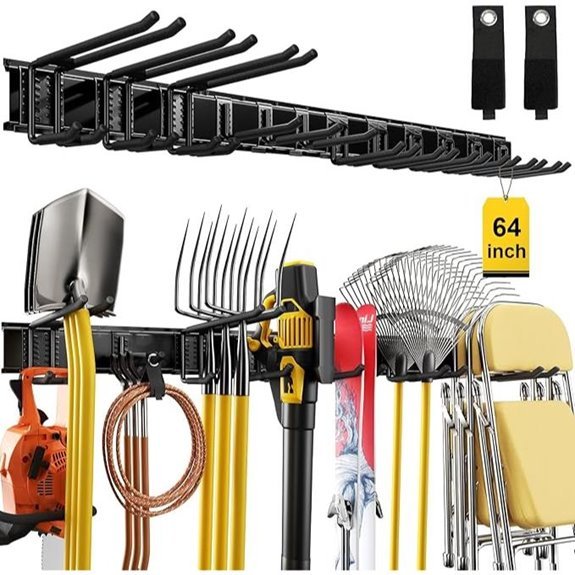 64 Heavy Duty Steel Garage Tool Organizer with Hooks & Straps