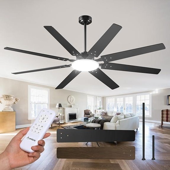 72 Black Modern Ceiling Fan with Lights and Remote