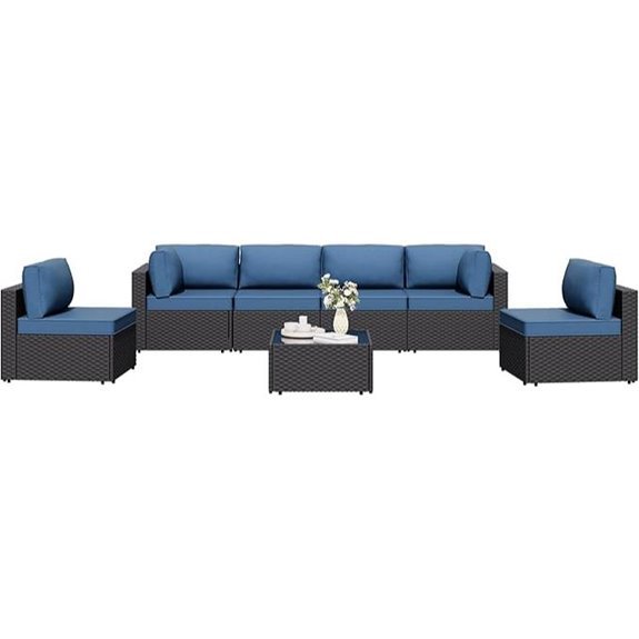 7-Piece Outdoor Wicker Patio Sectional Sofa Set