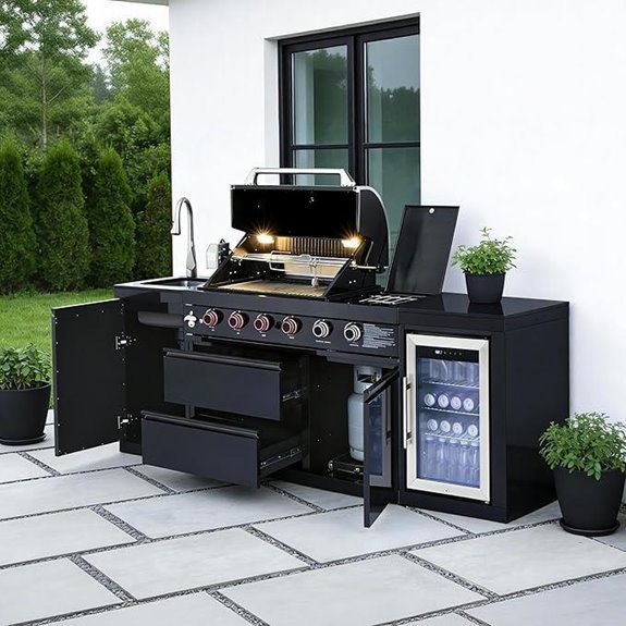 10 Best Outdoor Kitchen Islands for 2026 (Entertain Like a Pro) 9 85.2-Inch Propane Outdoor Kitchen Island with Grill Sink & Refrigerator
