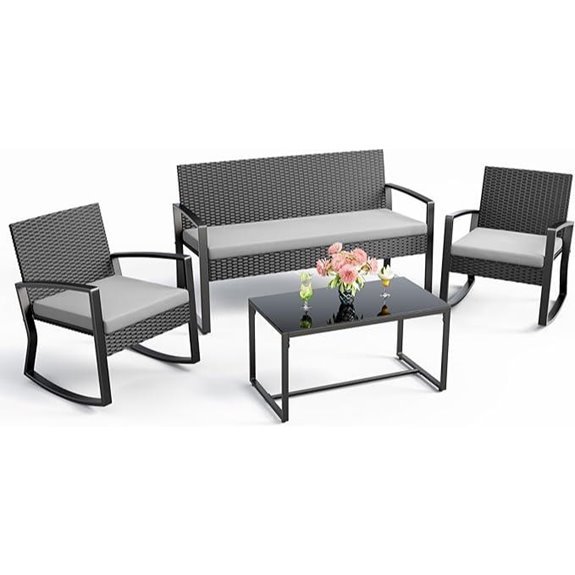 10 Best Patio Furniture Brands for 2026 6 Ahomly 4-Piece Wicker Patio Furniture Set (Grey)