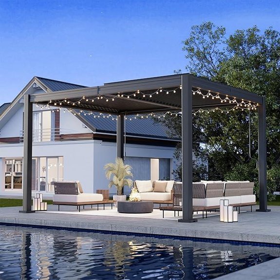 AirWire 10x12 FT Louvered Pergola with Adjustable Roof (Dark Gray)