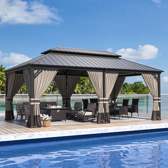 14 Best Gazebos for High Winds in 2026 5 ALAULM 12'x20' Hardtop Gazebo with Netting and Curtains