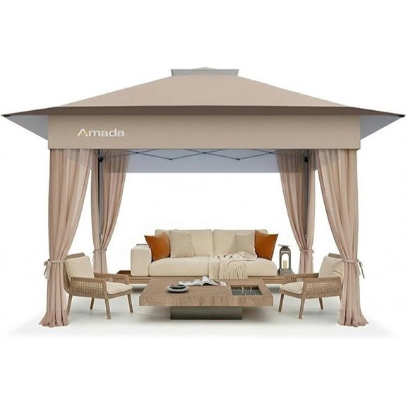 15 Best Gazebos for Backyards in 2026 6 Amada 13x13 Pop Up Outdoor Gazebo with Mosquito Net (Khaki)