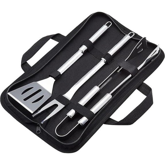 Amazon Basics 4-Piece Stainless Steel BBQ Grilling Tool Set