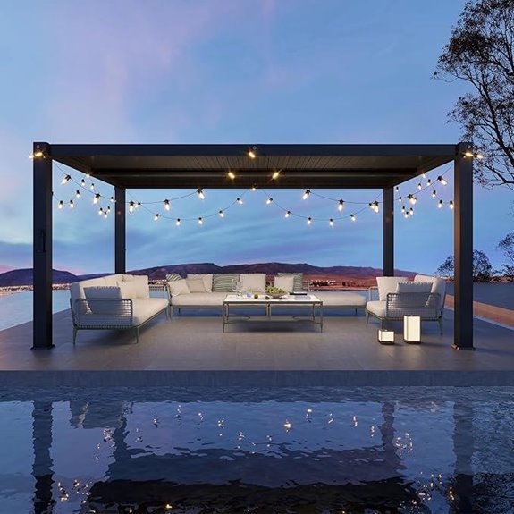 Aoxun 10' x 16' Louvered Metal Pergola with Adjustable Roof