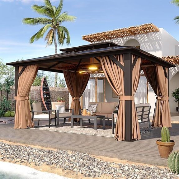 Aoxun 12'x10' Hardtop Gazebo with Curtains and Netting