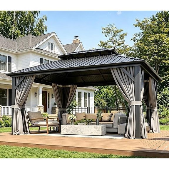 14 Best Gazebos for High Winds in 2026 9 Aoxun 12x16ft Hardtop Aluminum Gazebo with Netting