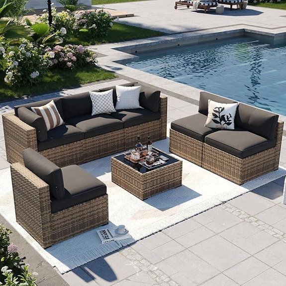 Aoxun 7-Piece Outdoor Wicker Patio Furniture Set