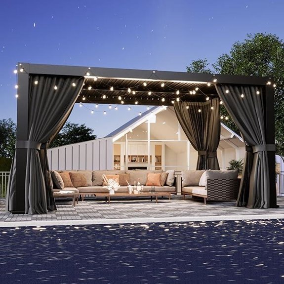 Aoxun 10x12 Aluminum Louvered Pergola with Adjustable Roof