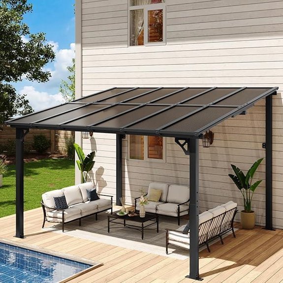 Aoxun 10' x 12' Wall-Mounted Patio Gazebo
