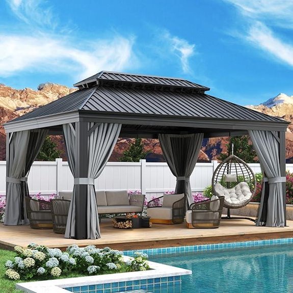 Aoxun 12' x 16' Hardtop Aluminum Gazebo with Netting