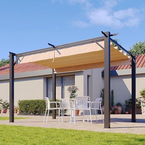 Aoxun Retractable Pergola with Sun Shade Canopy 10x12