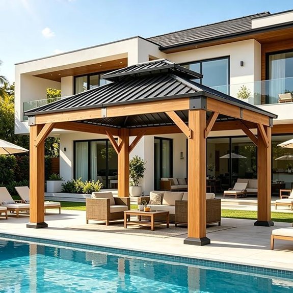 15 Best Gazebos for Backyards in 2026 5 Aoxun 10' x 12' Outdoor Wood Gazebo with Steel Roof