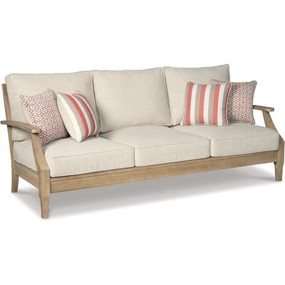 Ashley Clare View Outdoor Patio Sofa with Throw Pillows