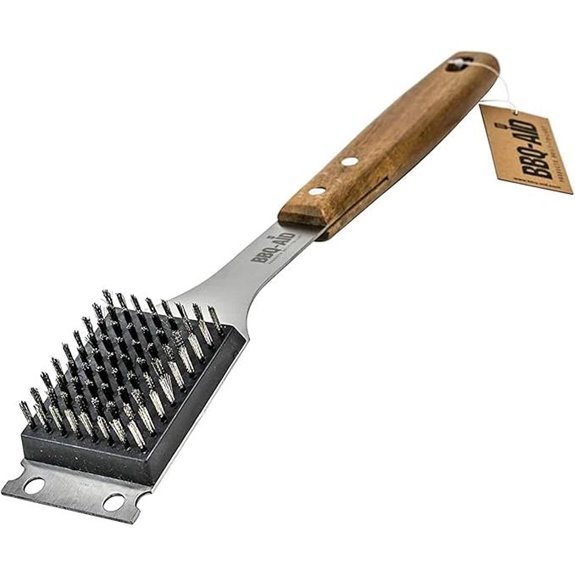 BBQ-Aid Grill Brush and Scraper with Wooden Handle