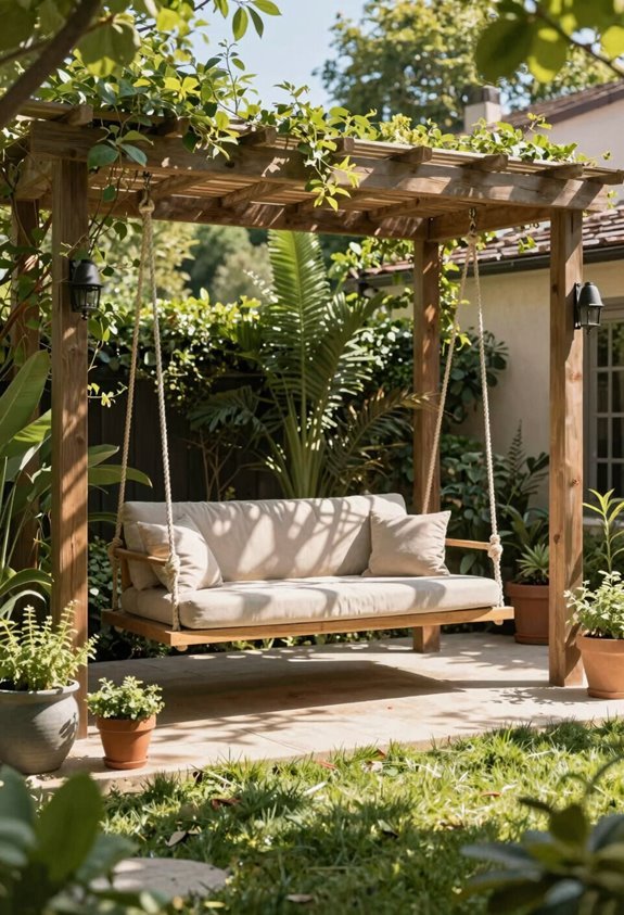 10 Big Backyard Design Ideas That Transform Unused Space 3 bed swing under pergola naps