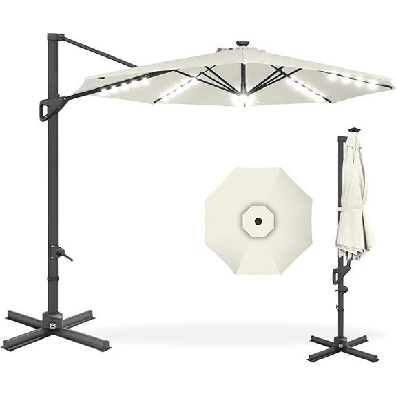Best Choice Products 10ft Solar LED Cantilever Patio Umbrella - Ivory