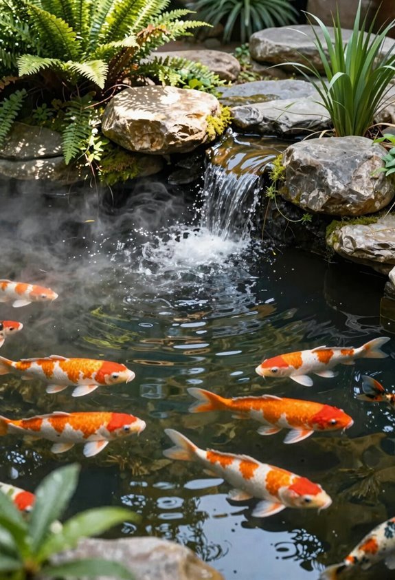 10 Backyard Koi Pond Ideas That Transform Your Space 5 cascading stream boosts oxygenation calmly