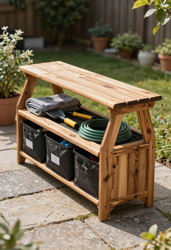 cedar bench with hidden storage