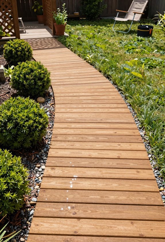 cedar walkway gravel drainage installed
