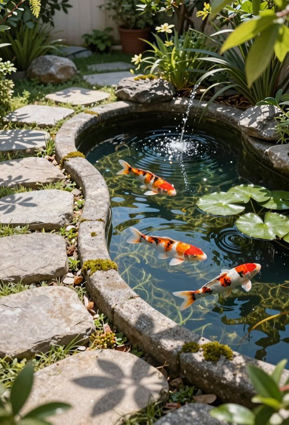 10 Backyard Koi Pond Ideas That Transform Your Space 6 compact corner pond with stepping stones