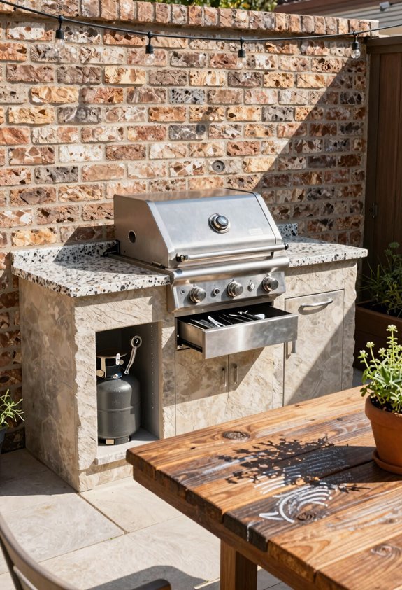10 Backyard BBQ Area Design Ideas for Outdoor Entertaining 7 concealed weatherproof outdoor storage