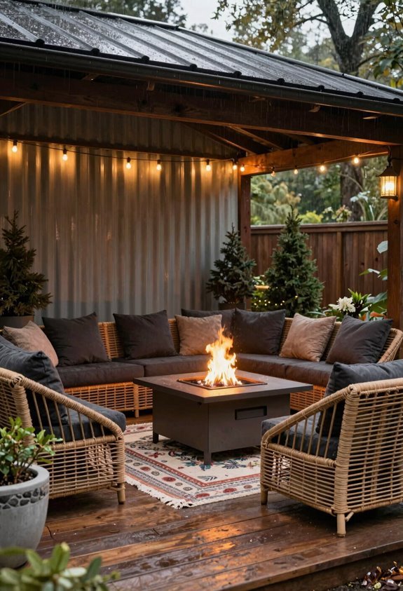 covered patio fire pit year round usage