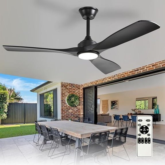 Depuley 52-Inch Black Ceiling Fan with Light & Remote