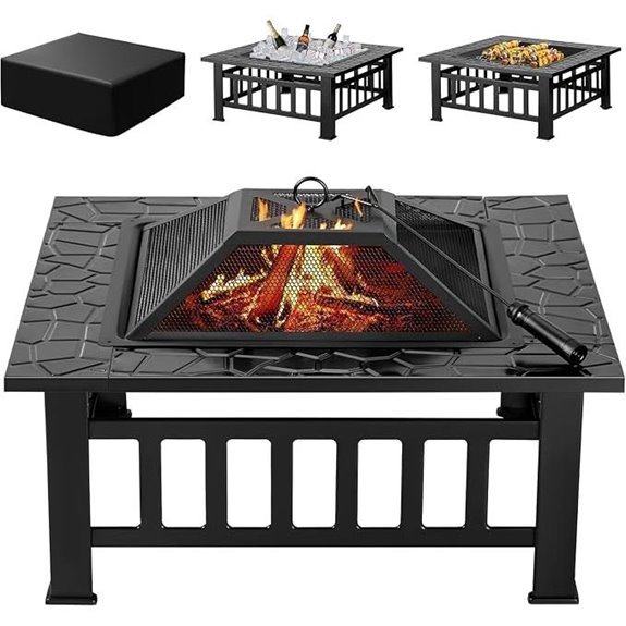10 Best Fire Pits for Decks in 2026 2 Devoko Outdoor Fire Pit Table with Waterproof Cover