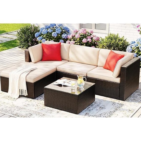 Devoko 5-Piece Wicker Patio Furniture Set (Beige)