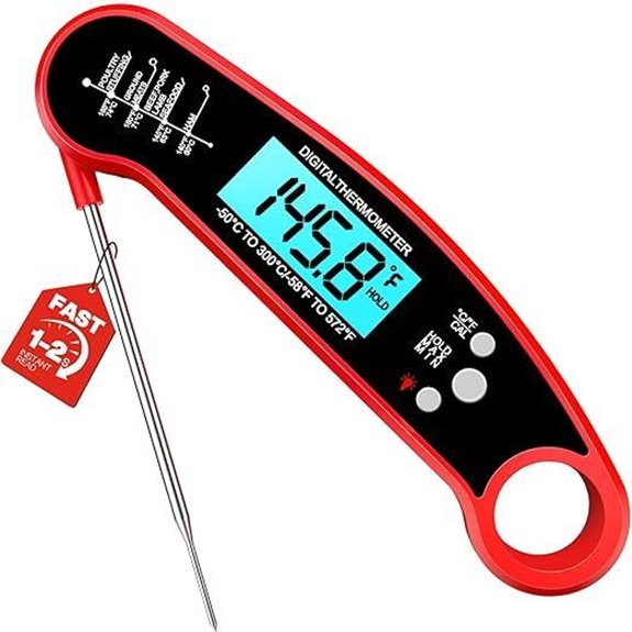 Meat Thermometer Digital with Foldable Probe (Red)