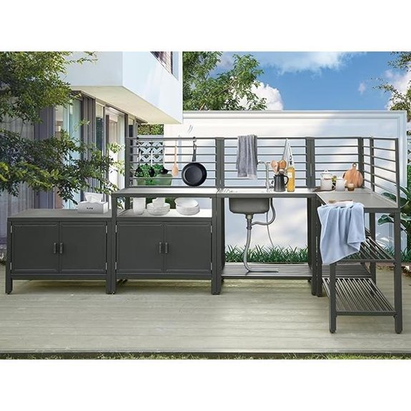 Domi 5-Piece Outdoor Kitchen Island with Sink & Storage