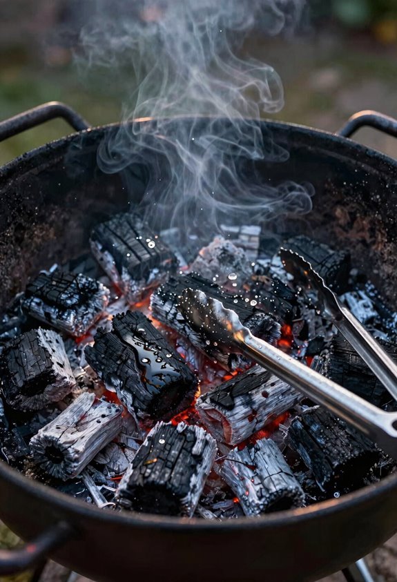 douse coals wait cooling