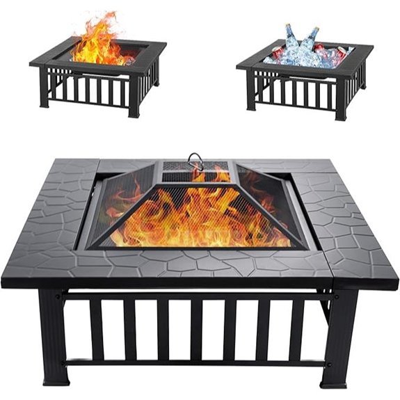 10 Best Rated Fire Pits for 2026 That'll Warm Your Nights 9 EcoNook 32 Square Outdoor Fire Pit Table with Screen & Poker
