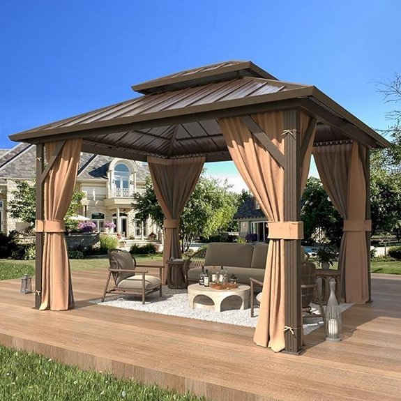 15 Best Gazebos for Backyards in 2026 10 EROMMY 10' x 12' Hardtop Aluminum Gazebo with Curtains