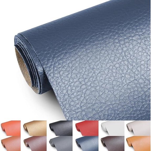 Faux Leather Fabric 55 Wide Upholstery Marine Vinyl Fabric Navy Blue (1 Yard)