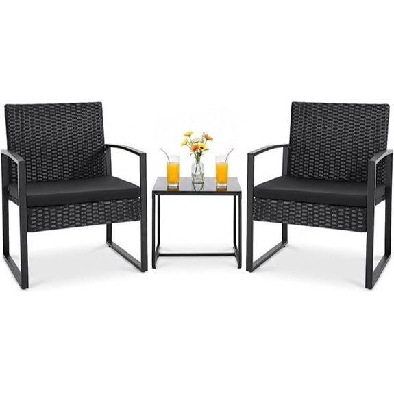 Flamaker 3-Piece Wicker Patio Furniture Set (Black)