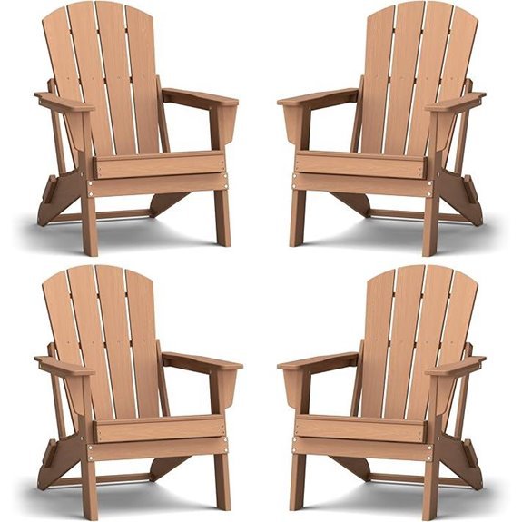 Folding Adirondack Chairs Set of 4 All-Weather HDPE (Cedar)