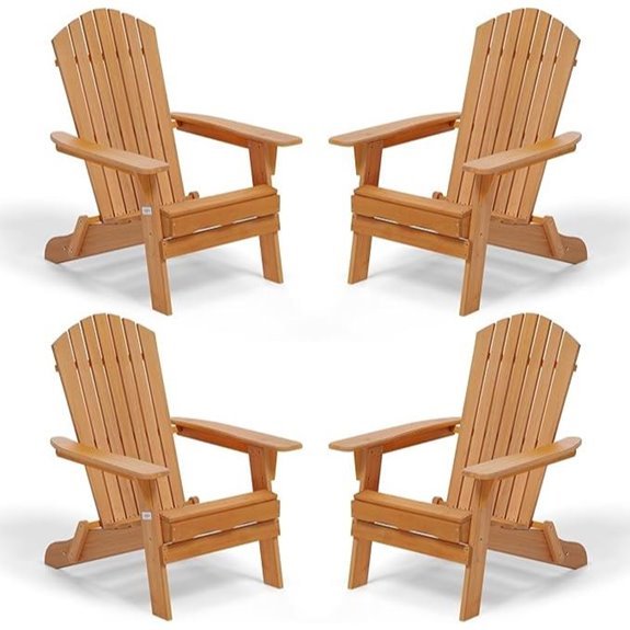 VINGLI Folding Wood Adirondack Chairs Set of 4