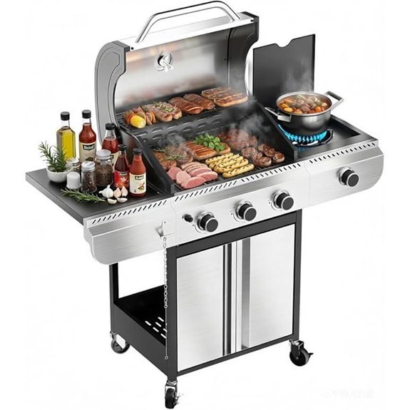 3-Burner Propane Gas Grill with Side Burner