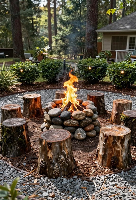 10 Budget-Friendly Backyard Fire Pit Landscaping Ideas 7 free fire pit stump seating