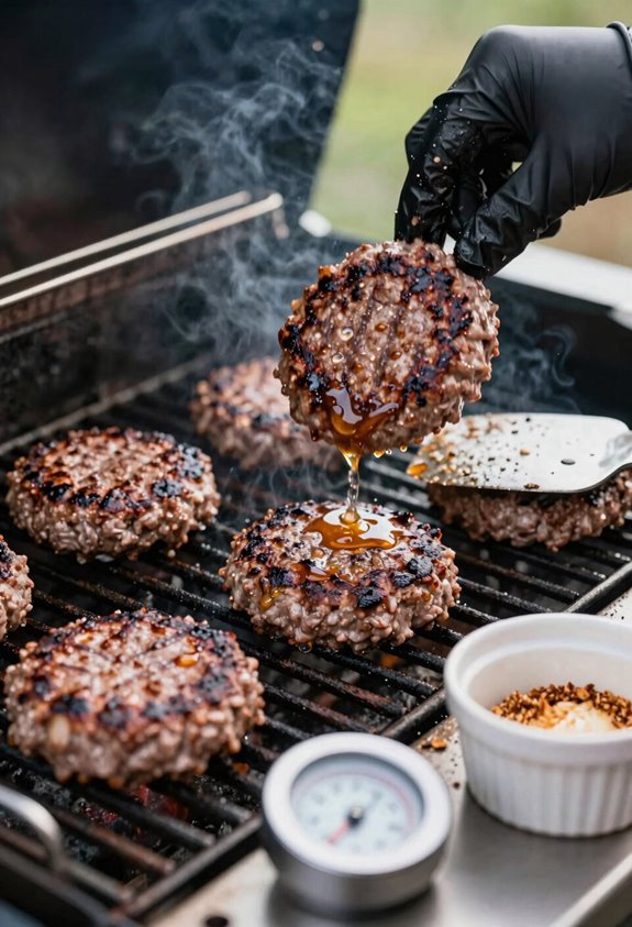 frozen patties flipped every 6 8 minutes