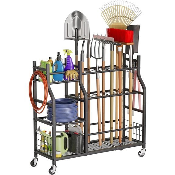 Garden Tool Organizer with Wheels Rolling Cart