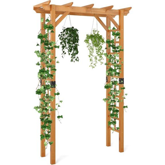 10 Best Wood for Pergola in 2026 10 Giantex 7FT Wood Garden Arbor Trellis (Honey Brown)